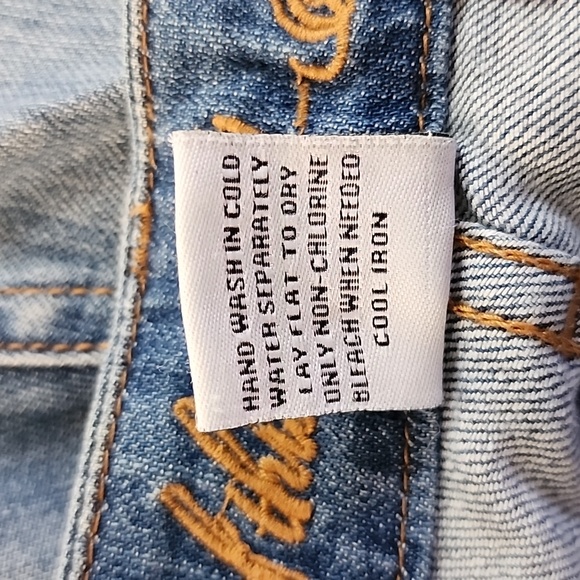 Not Of This World Jesus Medium Wash Distressed Denim Jeans, Size 33 - Picture 16 of 16